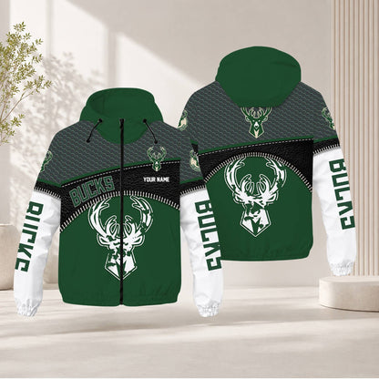 FLASH SALE - NEW CUSTOMIZED NBA11 MBU MILWAUKEE BUCKS WINDBREAKER JACKET