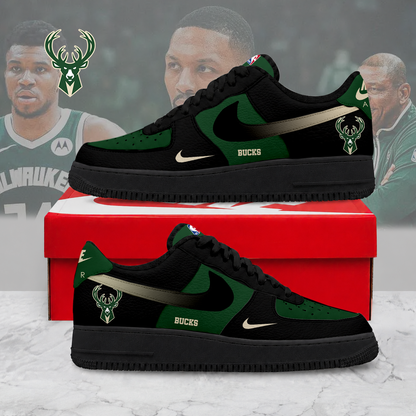 FINAL SALE - NEW CUSTOMIZED NBA11 MBU MILWAUKEE BUCKS AF1 SNEAKERS