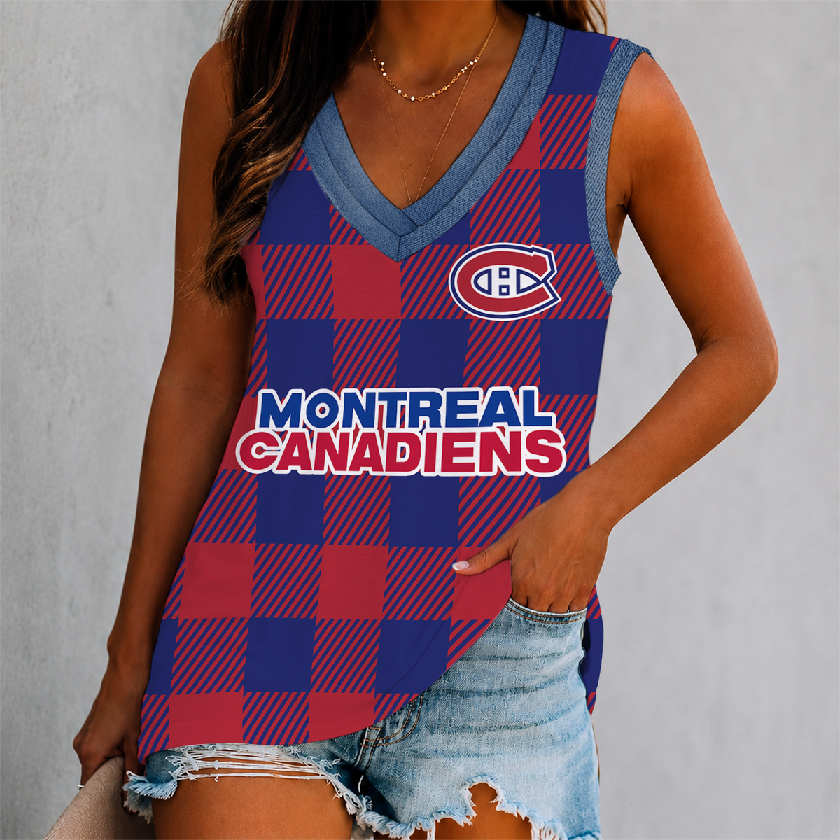 LIMITED EDITION - NEW CUSTOMIZED NHL11 MCD MONTREAL CANADIENS WOMEN'S V-NECK TANK TOP
