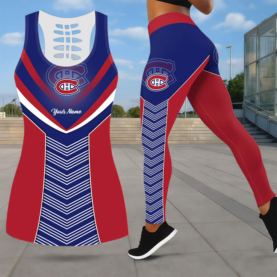 LIMITED EDITION - NEW CUSTOMIZED NHL11 MCD MONTREAL CANADIENS LEGGINGS & HOLLOW TANK TOP SET