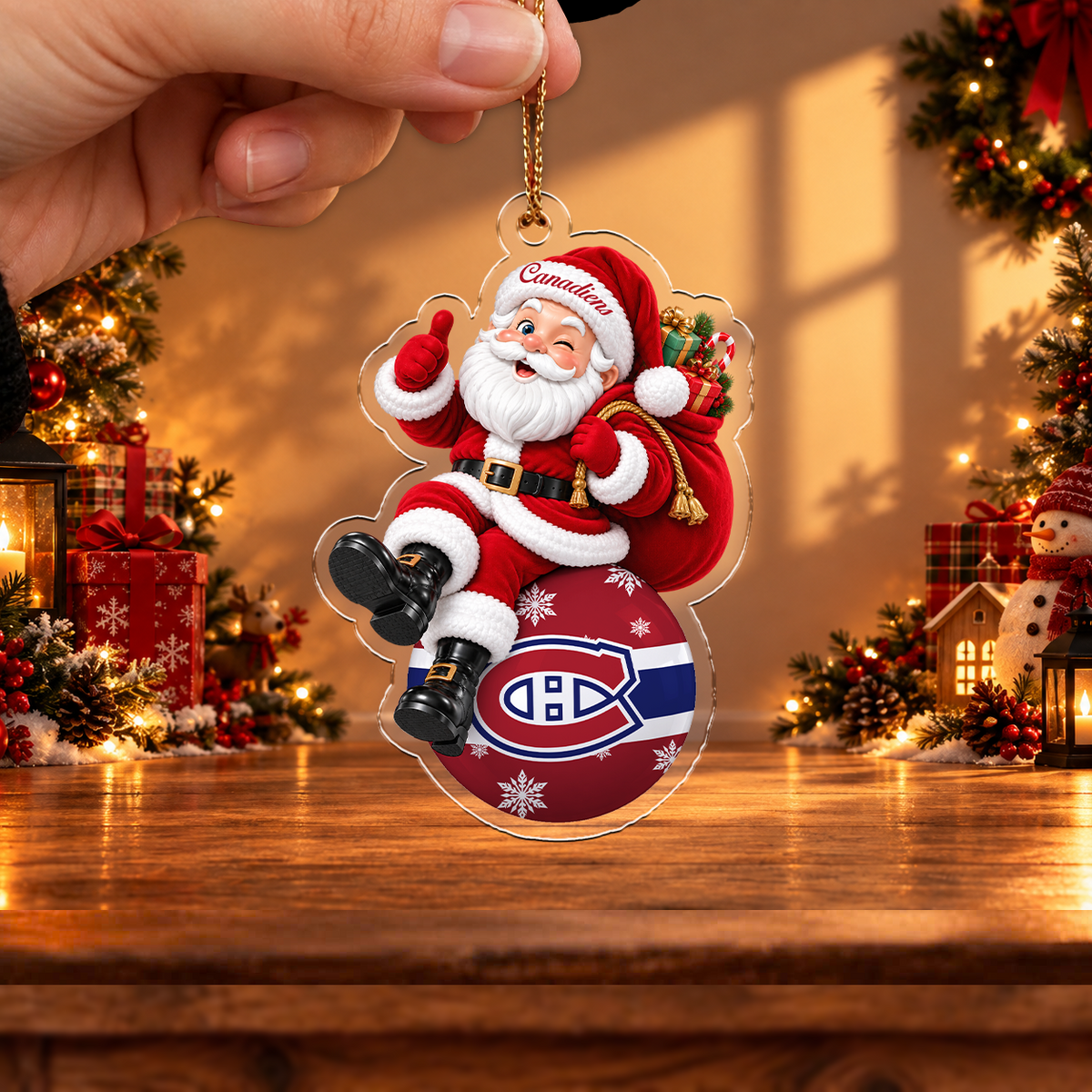 FINAL SALE - NEW CUSTOMIZED NHL11 MCD MONTREAL CANADIENS CHRISTMAS ACRYLIC ORNAMENT