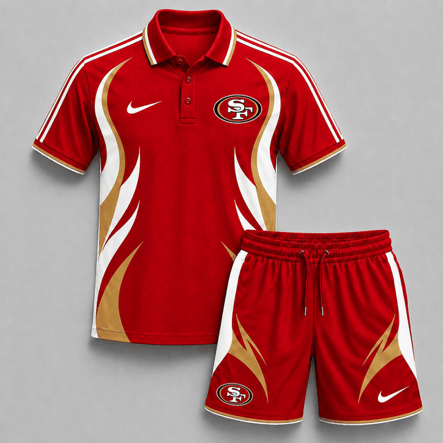 EXCLUSIVE EDITION - NEW CUSTOMIZED | NFL11 SF49 SAN FRANCISCO 49ERS POLO SHIRT & SHORT PANTS SET