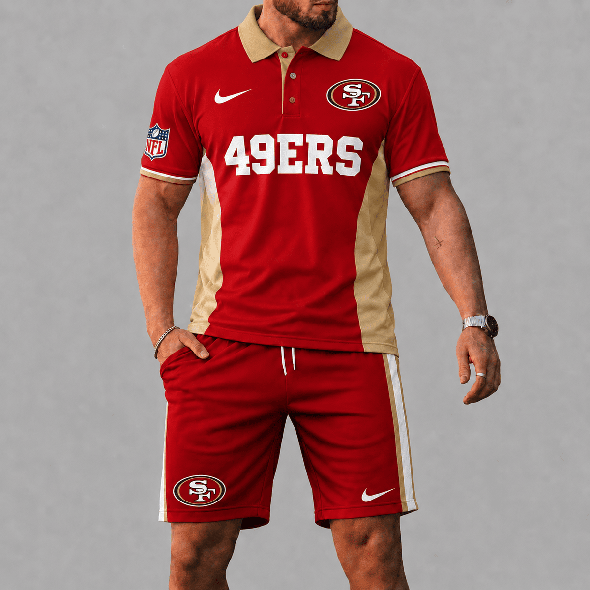 SPECIAL EDITION - NEW CUSTOMIZED | NFL11 SF49 SAN FRANCISCO 49ERS POLO SHIRT & SHORT PANTS SET