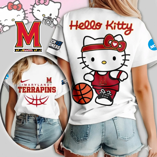 MEGA SALE - NEW CUSTOMIZED NCAA MAM11 MLT ML TERRAPINS HELLO KITTY T-SHIRT, SWEATSHIRT, HOODIE & ZIP HOODIE