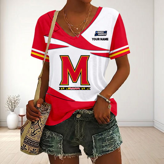 VIRAL EDITON - NEW CUSTOMIZED MAM NCAA11 MLT ML TERRAPINS V-NECK FEMALE SHIRT