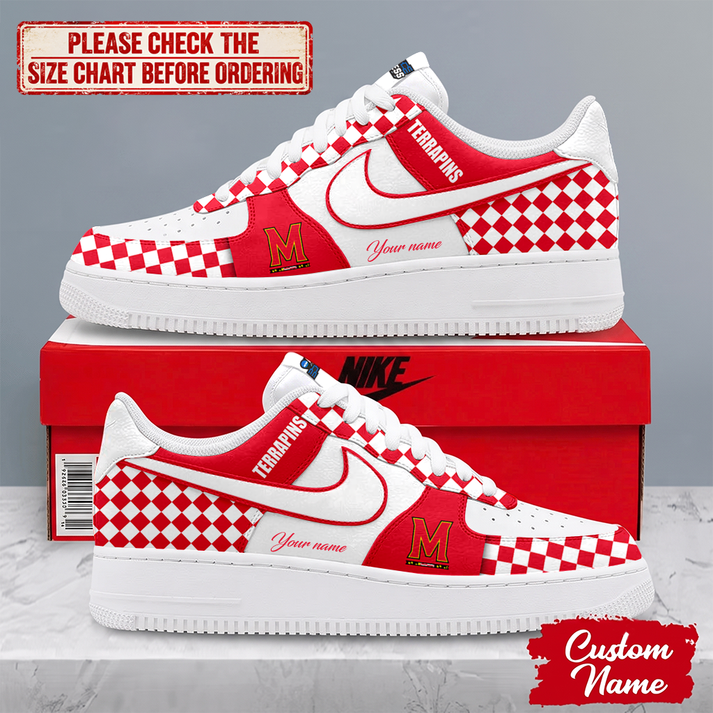 SPECIAL EDITION - NEW CUSTOMIZED NCAA MAM11 MLT MARYLAND TERRAPINS AF1 SHOES
