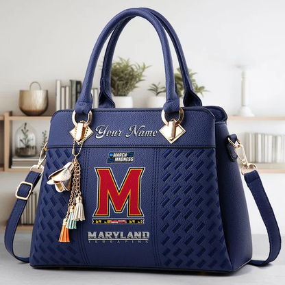 VIRAL EDITON - NEW CUSTOMIZED NCAA MAM11 MLT ML TERRAPINS ZIP HANDBAG MULTICOLOR