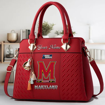 VIRAL EDITON - NEW CUSTOMIZED NCAA MAM11 MLT ML TERRAPINS ZIP HANDBAG MULTICOLOR