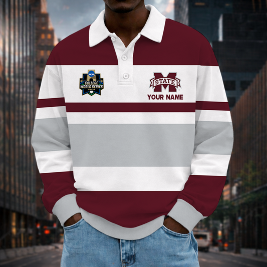 MEGA SALE - NEW CUSTOMIZED CWS NCAA11 MSB MI STATE BULLDOGS UNISEX LONG SLEEVE POLO