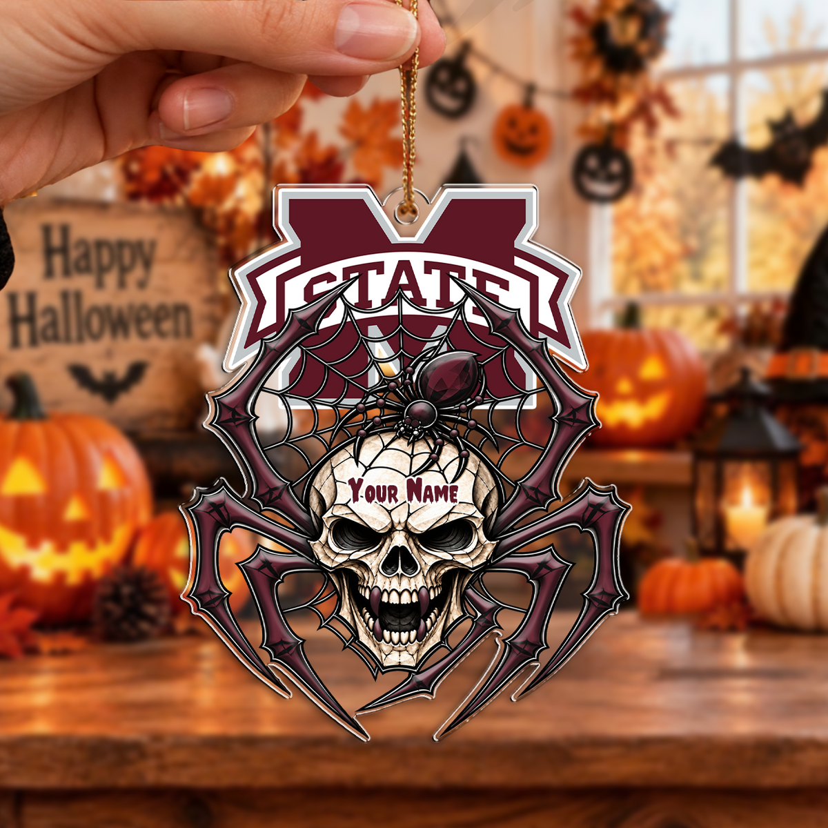 FINAL SALE - NEW CUSTOMIZED NCAA CWS11 MSB MISSISSIPPI STATE BULLDOGS HALLOWEEN ACRYLIC ORNAMENT