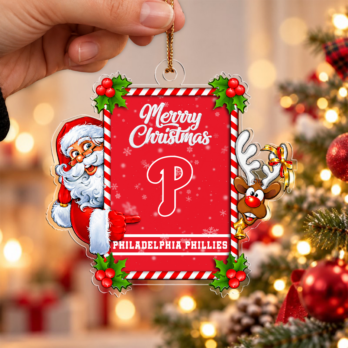 VIRAL EDITION - NEW CUSTOMIZED MLB11 PPS PHILADELPHIA PHILLIES CHRISTMAS ACRYLIC ORNAMENT