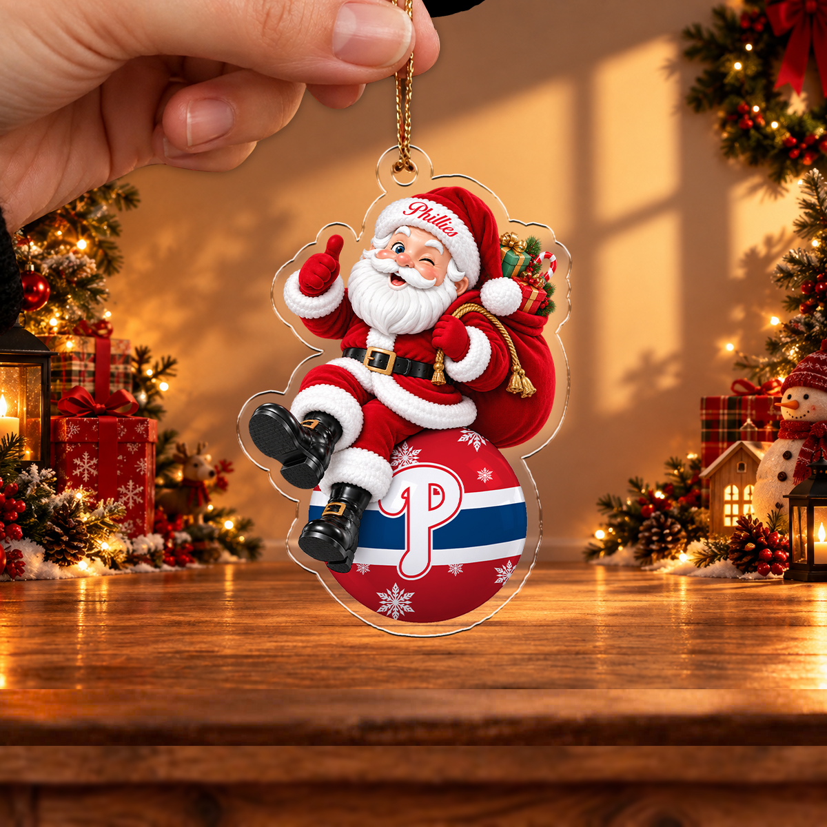 FLASH SALE - NEW CUSTOMIZED MLB11 PPS PHILADELPHIA PHILLIES CHRISTMAS ACRYLIC ORNAMENT
