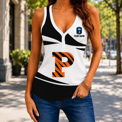 FLASH SALE - NEW CUSTOMIZED NCAA CFH11 PRT PRINCETON TIGERS WOMEN'S V-NECK TANK TOP