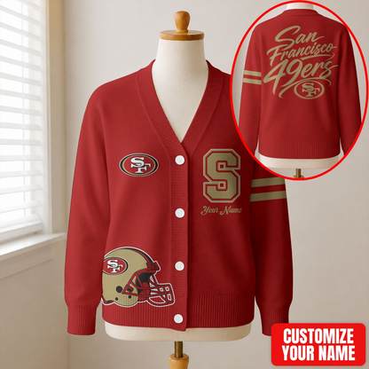 EXCLUSIVE EDITION - NEW CUSTOMIZED NFL11 SF49 SAN FRANCISCO 49ERS CARDIGAN