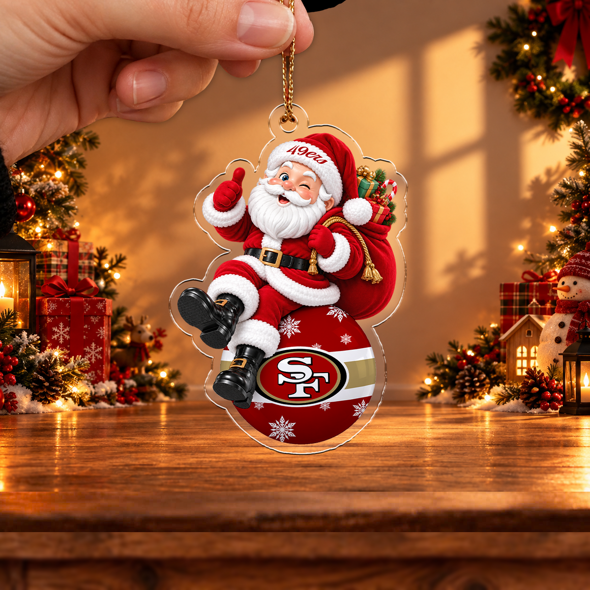 VIRAL EDITION - NEW CUSTOMIZED NFL11 SF49 SAN FRANCISCO 49ERS CHRISTMAS ACRYLIC ORNAMENT