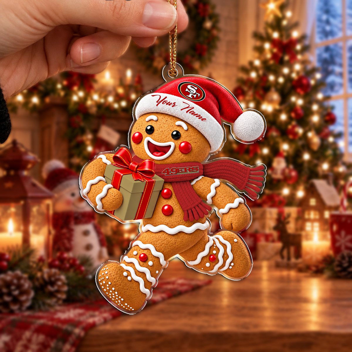 FINAL SALE - NEW CUSTOMIZED NFL11 SF49 SAN FRANCISCO 49ERS CHRISTMAS ACRYLIC ORNAMENT