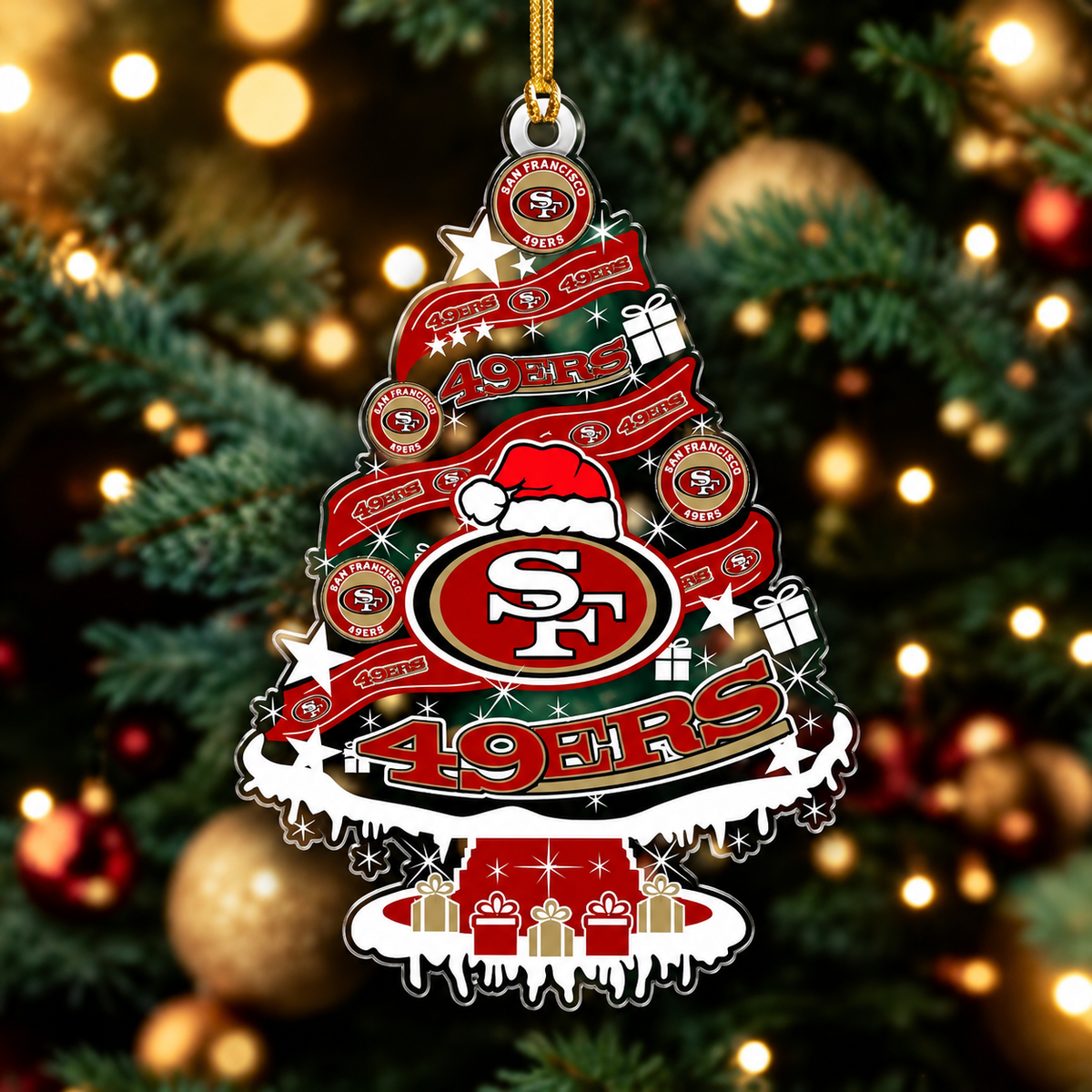 SPECIAL EDITION - NEW CUSTOMIZED NFL11 SF49 SAN FRANCISCO 49ERS CHRISTMAS ACRYLIC ORNAMENT