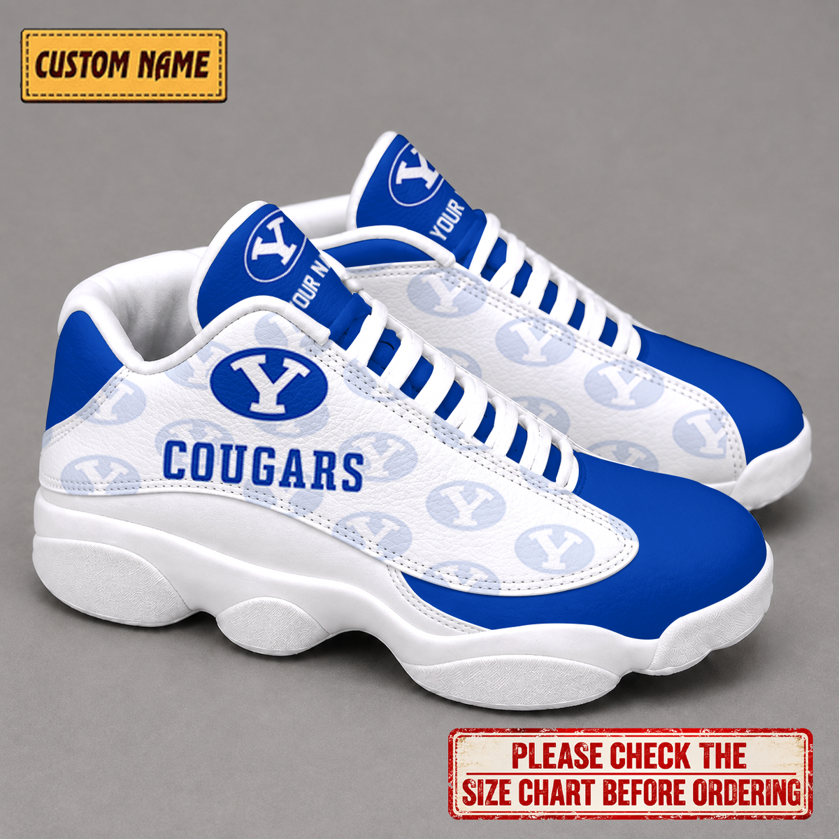 LIMITED EDITION - NEW CUSTOMIZED NCAA FBS11 BYU BYU COUGARS AIR JORDAN 13 LOW TOP SNEAKER