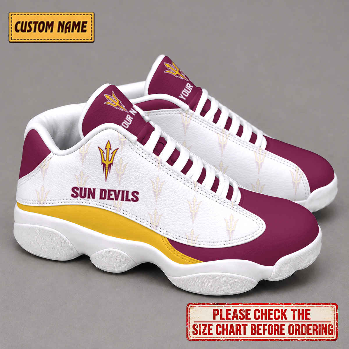 LIMITED EDITION - NEW CUSTOMIZED NCAA MFF11 ASS ARIZONA STATE SUN DEVILS  AIR JORDAN 13 LOW TOP SNEAKER