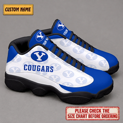 LIMITED EDITION - NEW CUSTOMIZED NCAA FBS11 BYU BYU COUGARS AIR JORDAN 13 LOW TOP SNEAKER