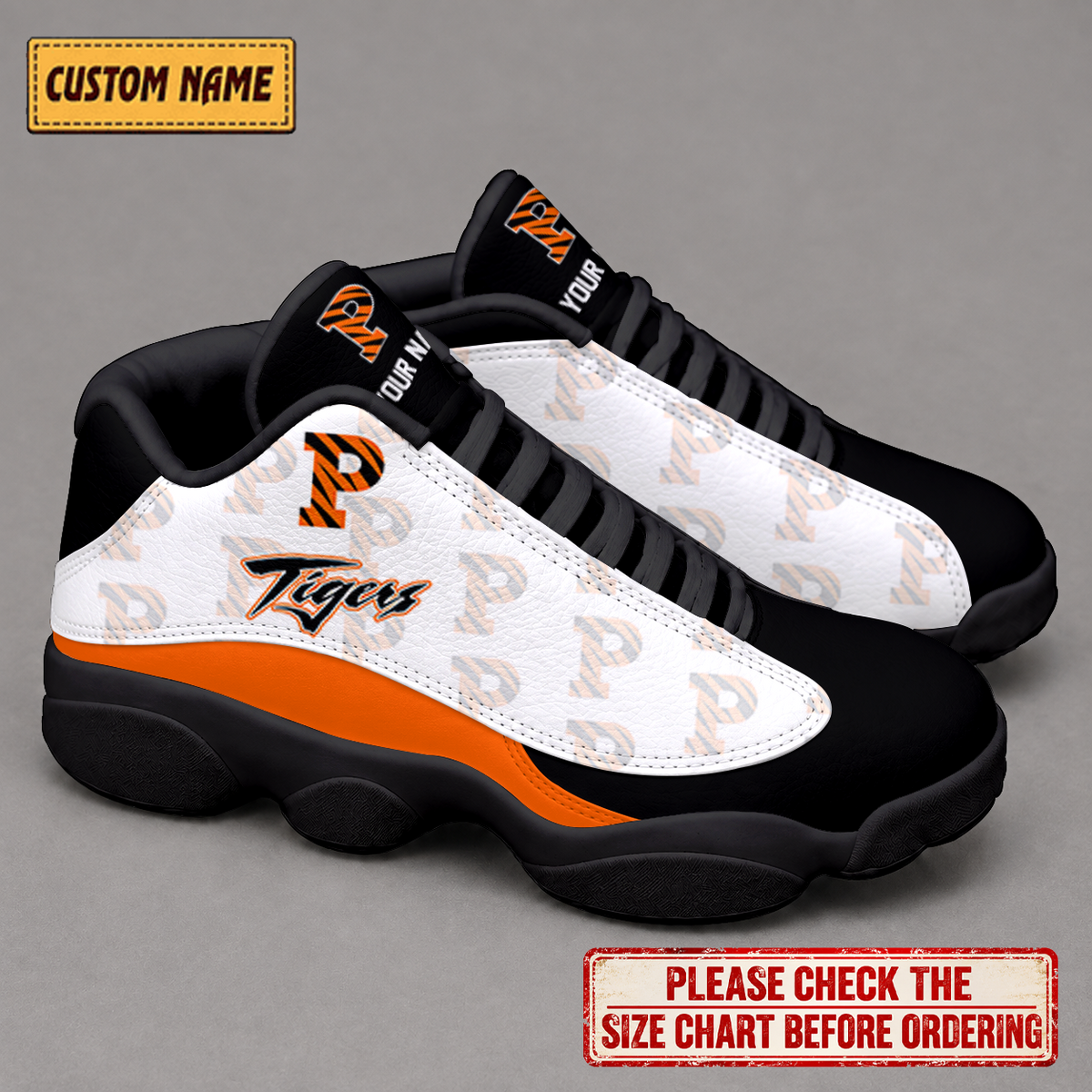 LIMITED EDITION - NEW CUSTOMIZED NCAA CFH11 PRT PRINCETON TIGERS  AIR JORDAN 13 LOW TOP SNEAKER