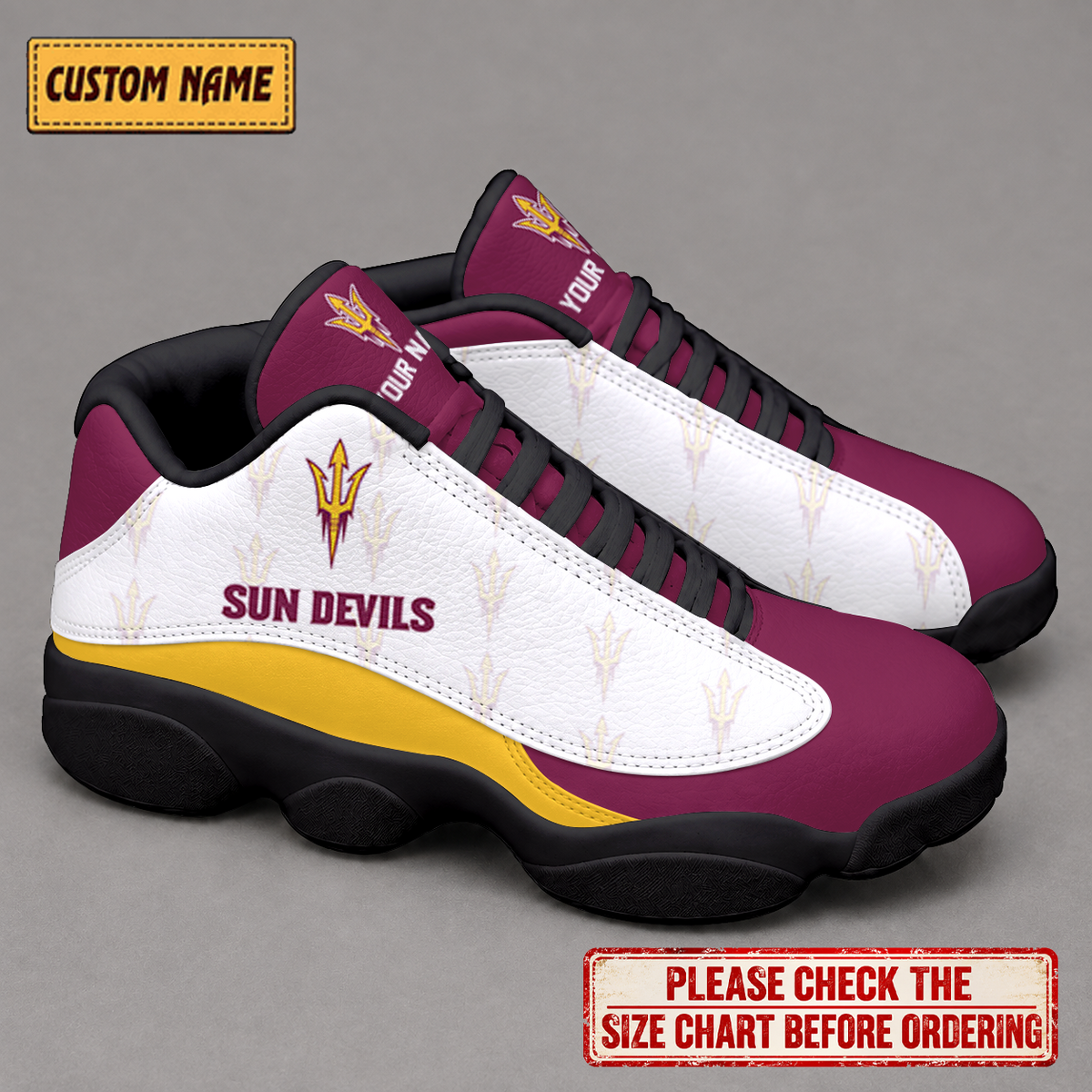 LIMITED EDITION - NEW CUSTOMIZED NCAA MFF11 ASS ARIZONA STATE SUN DEVILS  AIR JORDAN 13 LOW TOP SNEAKER