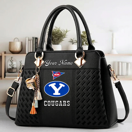 LIMITED EDITION - NEW CUSTOMIZED NCAA FBS11 BYU BYU COUGARS ZIP HANDBAG MULTICOLOR