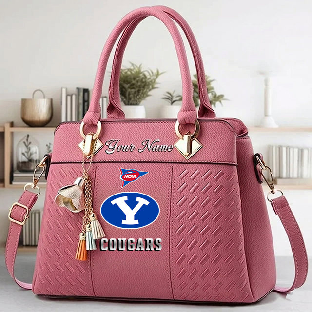 LIMITED EDITION - NEW CUSTOMIZED NCAA FBS11 BYU BYU COUGARS ZIP HANDBAG MULTICOLOR