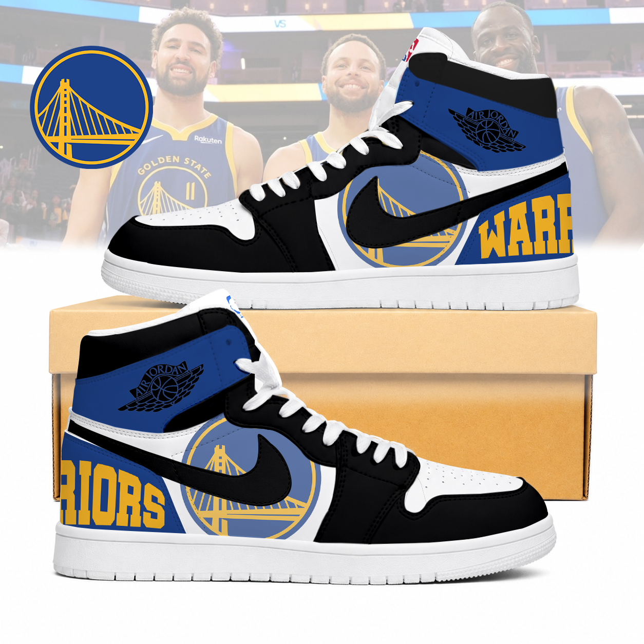 FINAL SALE - NEW CUSTOMIZED NBA12 GSW GOLDEN STATE WARRIORS AIR JORDAN SNEAKERS