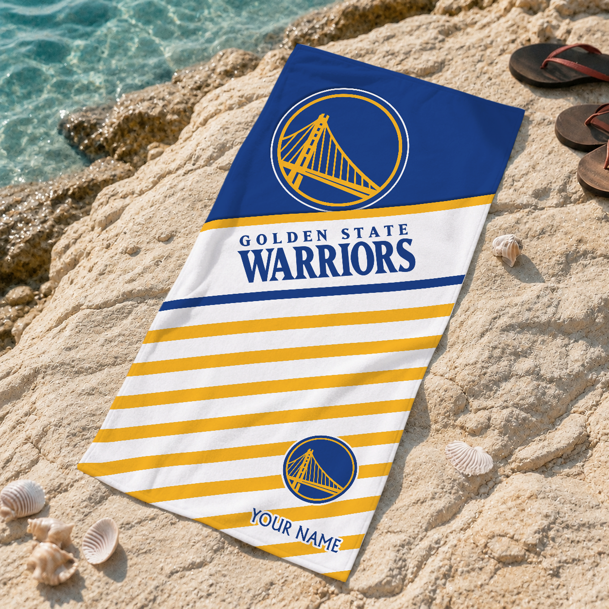 FINAL SALE - NEW CUSTOMIZED NBA12 GSW GOLDEN STATE WARRIORS BEACH TOWEL FOR FAN