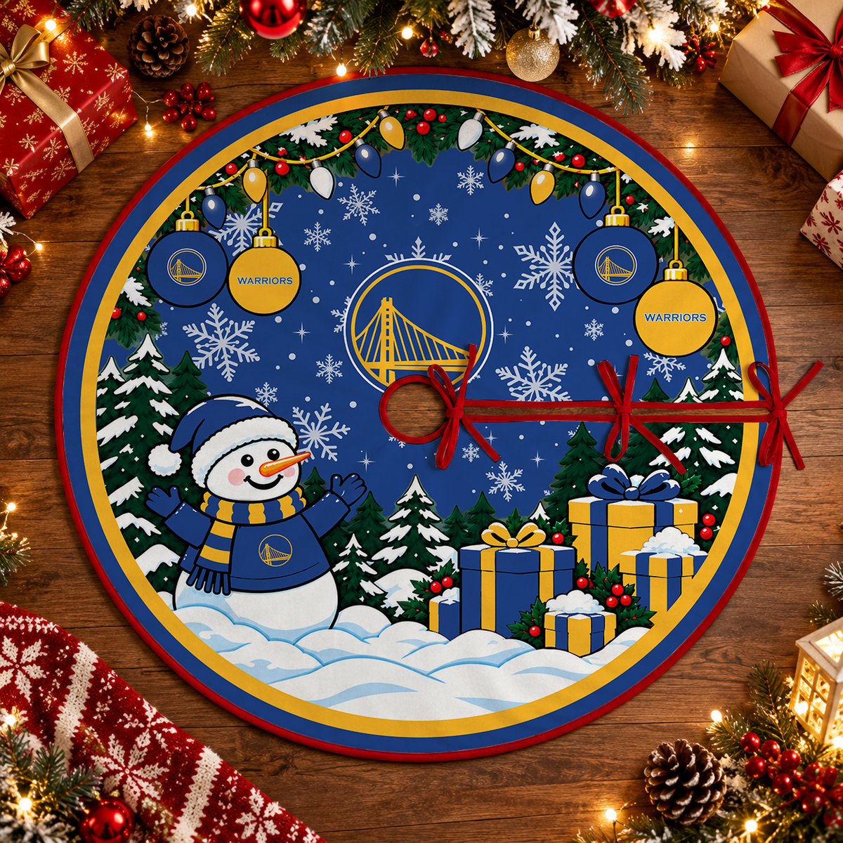 [FAN FAVORITE] NEW CUSTOMIZED NBA12 GSW GOLDEN STATE WARRIORS CHRISTMAS TREE SKIRT