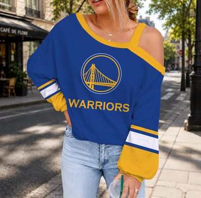 FINAL SALE - NEW CUSTOMIZED NBA12 GSW GOLDEN STATE WARRIORS DROP SHOULDER SWEATSHIRT