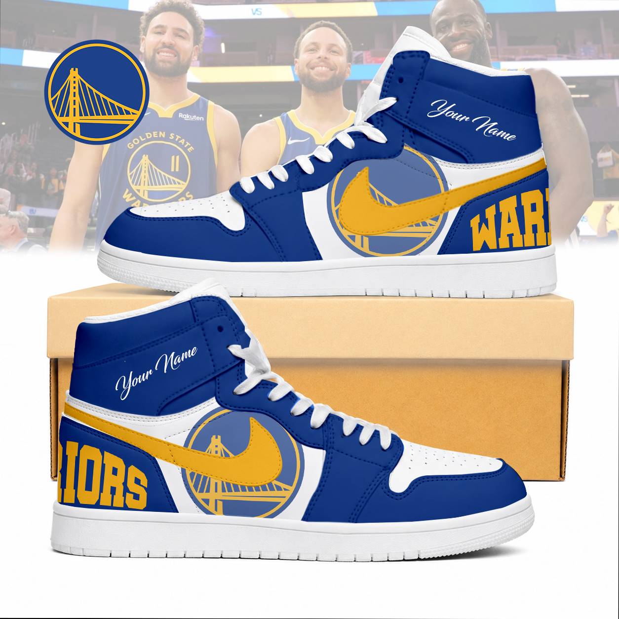 FINAL SALE - NEW CUSTOMIZED NBA12 GSW GOLDEN STATE WARRIORS AIR JORDAN SNEAKERS