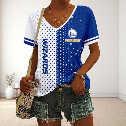 FINAL SALE - NEW CUSTOMIZED NBA12 GSW GOLDEN STATE WARRIORS V-NECK FEMALE SHIRT