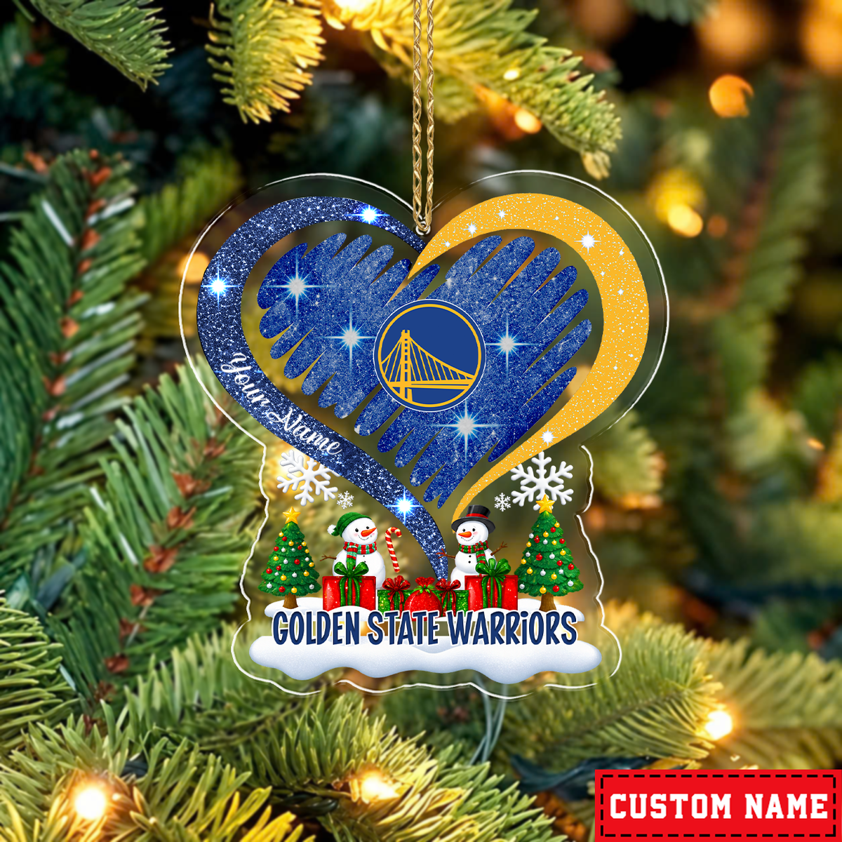 FLASH SALE - NEW CUSTOMIZED NBA12 GSW GOLDEN STATE WARRIORS CHRISTMAS ACRYLIC ORNAMENT