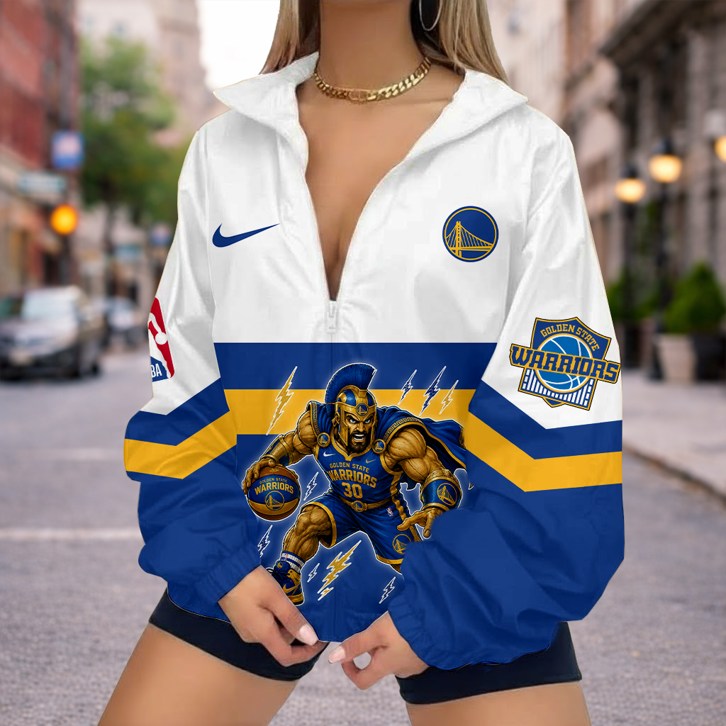 FINAL SALE - NEW CUSTOMIZED NBA12 GSW GOLDEN STATE WARRIORS V-NECK ZIPPER SWEATSHIRT JACKET