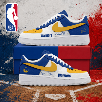 FINAL SALE - NEW CUSTOMIZED NBA12 GSW GOLDEN STATE WARRIORS AF1 SNEAKERS