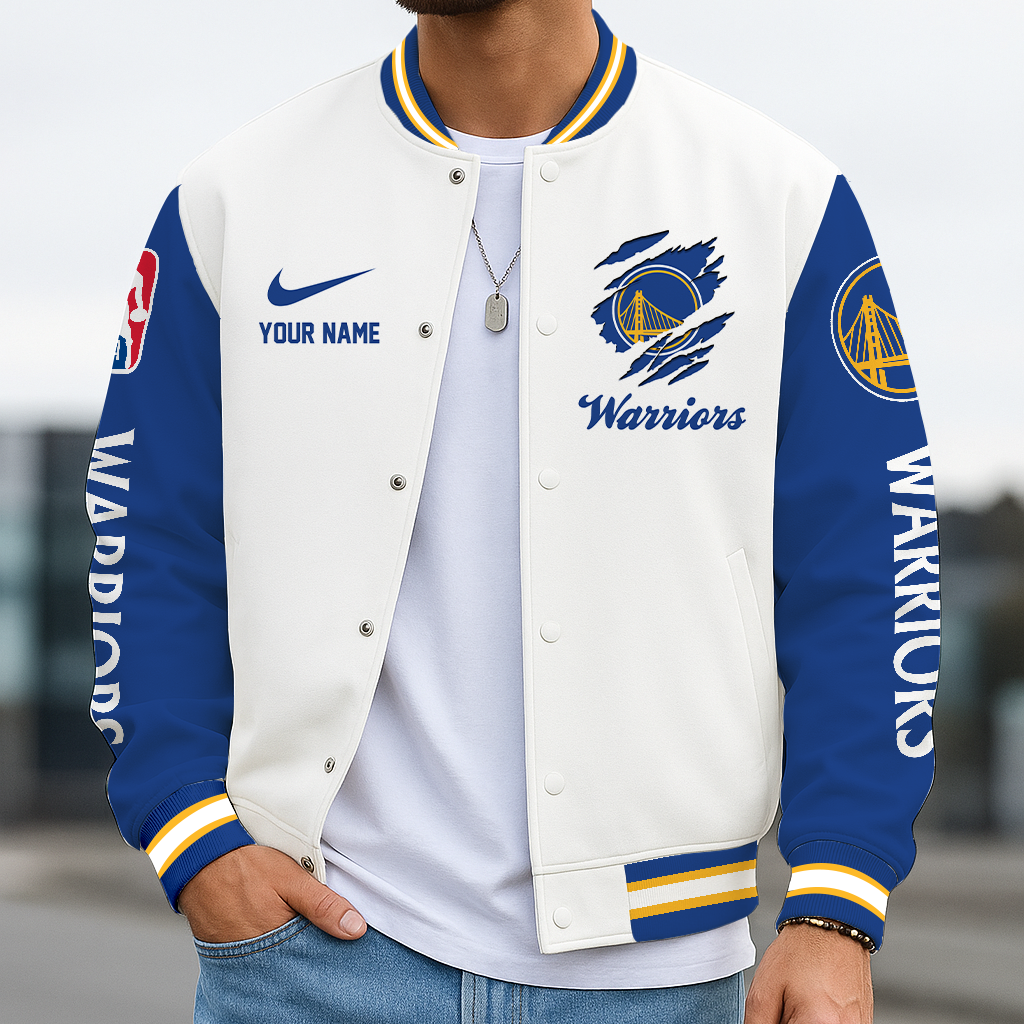 FINAL SALE - NEW CUSTOMIZED NBA12 GSW GS WARRIORS BASEBALL JACKET, SATIN VARSITY JACKET