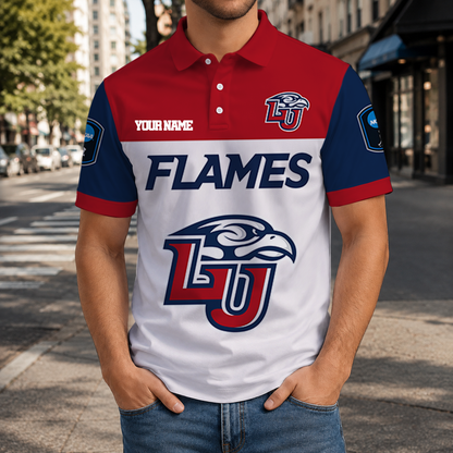 VIRAL EDITION - NEW CUSTOMIZED NCAA CFH12 LIF LIBERTY FLAMES POLO SHIRT, ZIP POLO SHIRT & T-SHIRTS