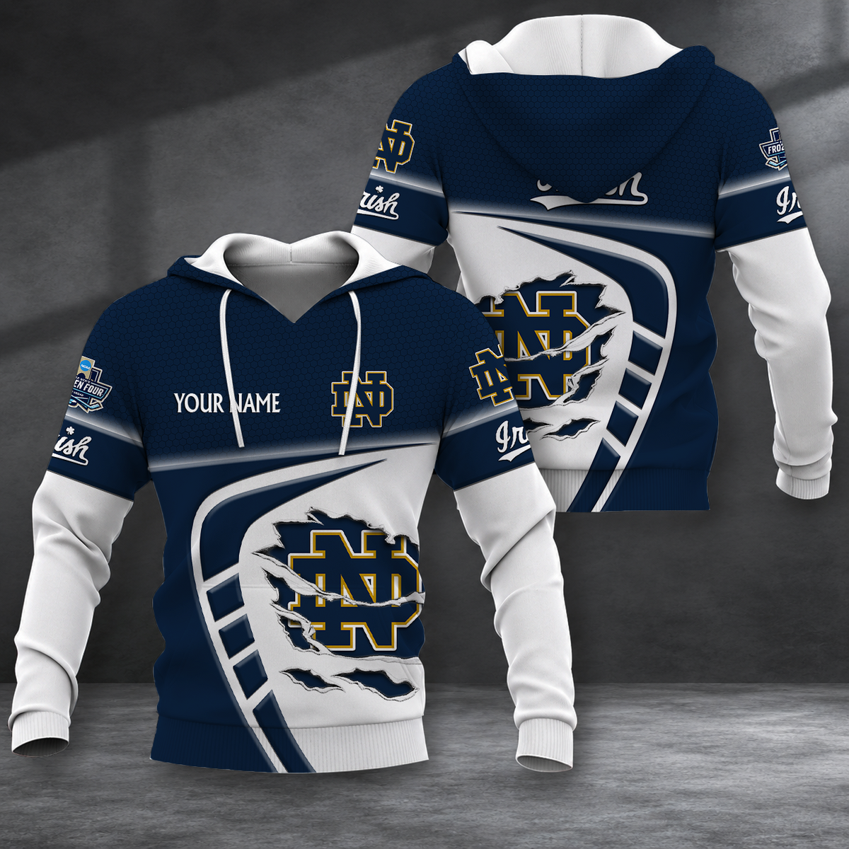 ELITE EDITION - NEW CUSTOMIZED NCAA MFF12 NFI NOTRE DAME FIGHTING IRISH HOODIE, ZIP HOODIE, T-SHIRT, POLO SHIRT, ZIP POLO SHIRT & SWEATSHIRT