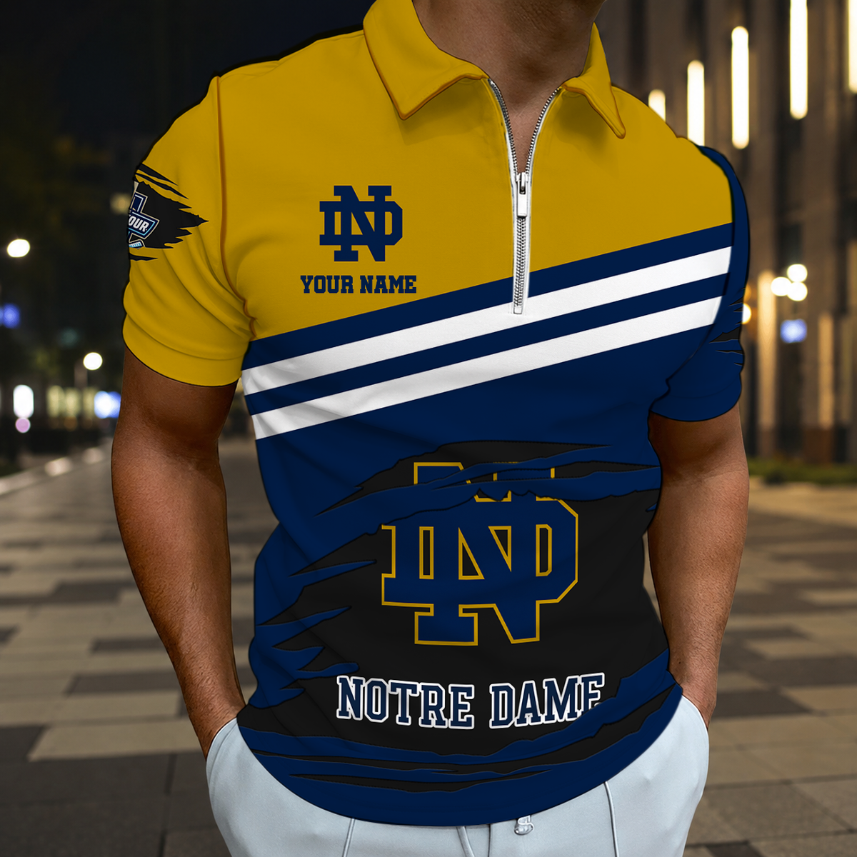 EXCLUSIVE EDITION - NEW CUSTOMIZED NCAA MFF12 NFI NOTRE DAME FIGHTING IRISH POLO SHIRT, ZIP POLO SHIRT & T-SHIRTS