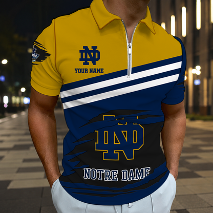 EXCLUSIVE EDITION - NEW CUSTOMIZED NCAA MFF12 NFI NOTRE DAME FIGHTING IRISH POLO SHIRT, ZIP POLO SHIRT & T-SHIRTS