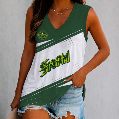 LIMITED EDITION - NEW CUSTOMIZED WNBA12 STS SEATTLE STORM WOMEN'S V-NECK TANK TOP