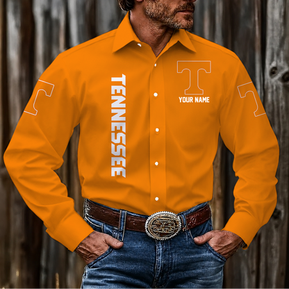 LIMITED EDITION - NEW CUSTOMIZED NCAA CWS12 TNV TENNESSEE VOLUNTEERS MEN'S LONG SLEEVE BUTTON-UP SHIRT