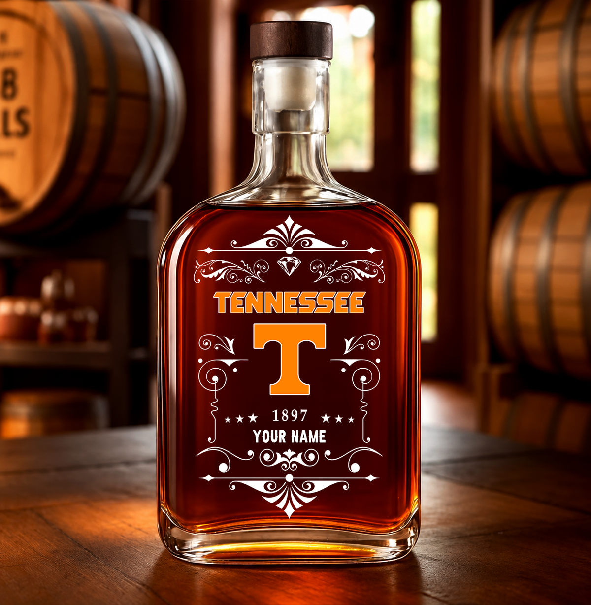EXCLUSIVE EDITION - NEW CUSTOMIZED NCAA CWS12 TNV TENNESSEE VOLUNTEERS LUXURY WHISKEY BOTTLE 450ML
