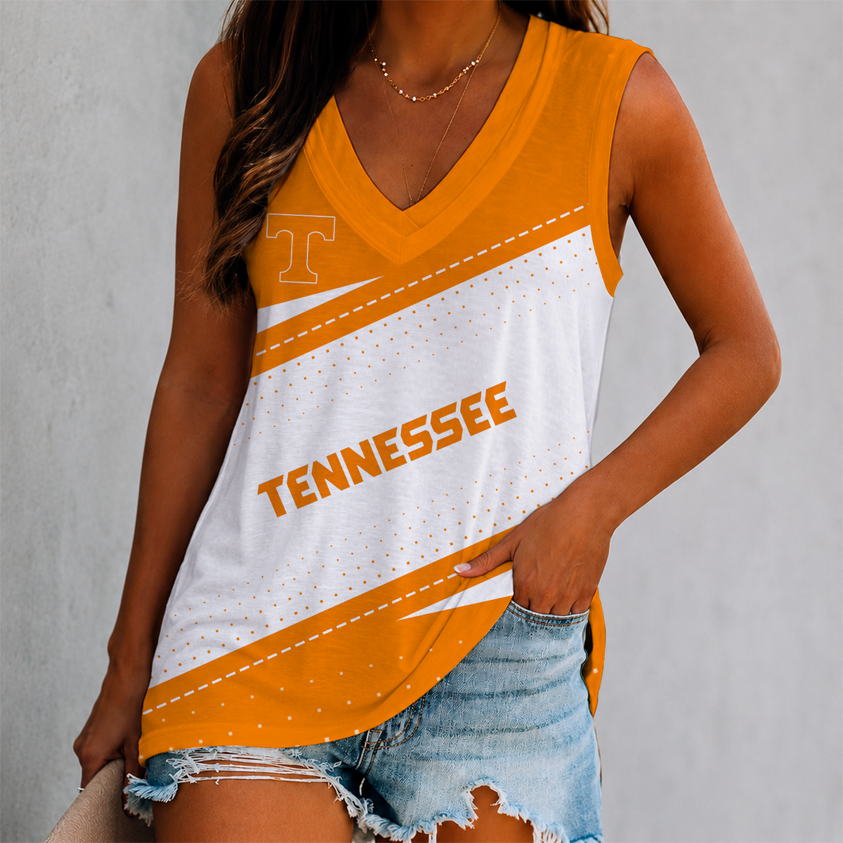 LIMITED EDITION - NEW CUSTOMIZED NCAA CWS12 TNV TENNESSEE VOLUNTEERS WOMEN'S V-NECK TANK TOP
