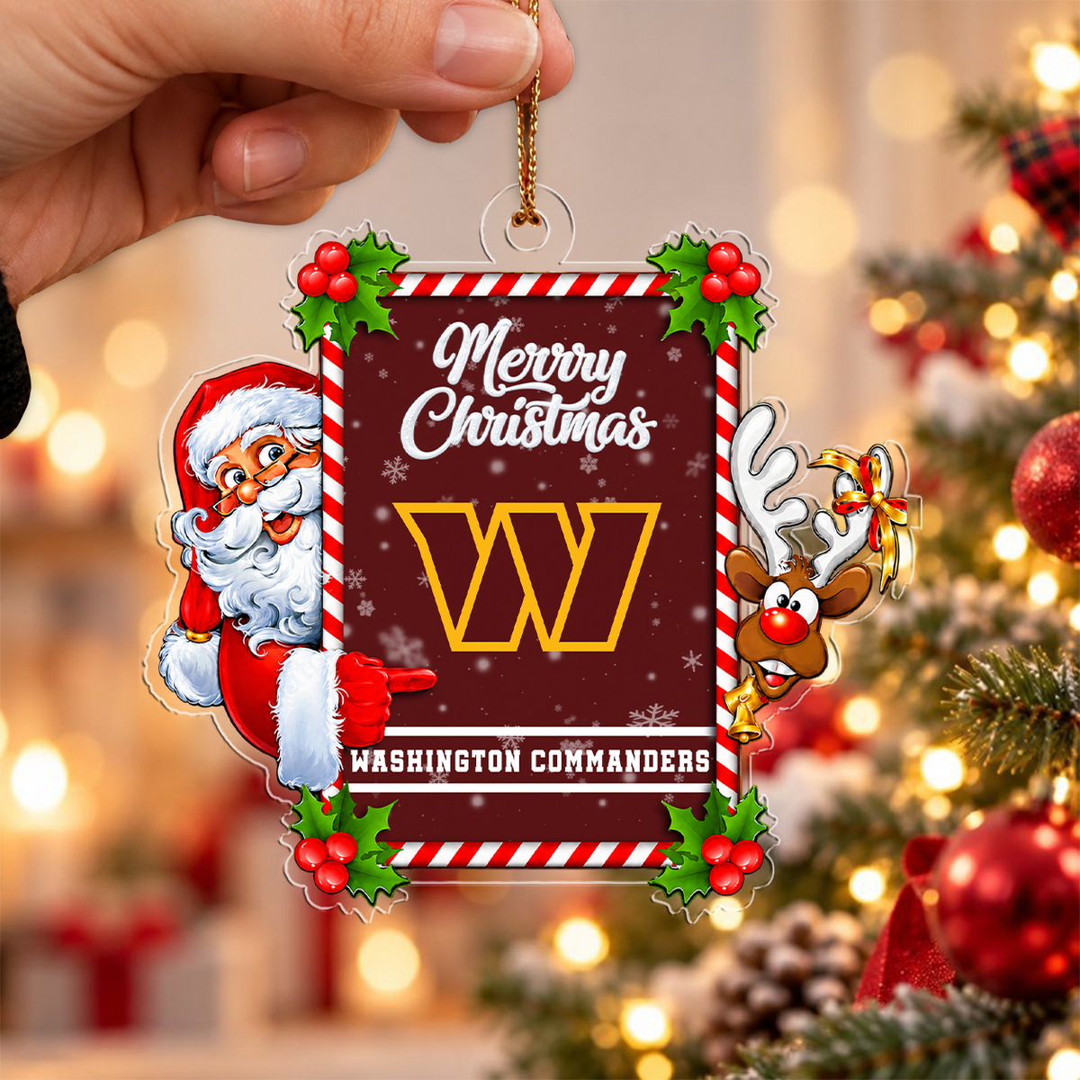 FINAL SALE - NEW CUSTOMIZED NFL12 WTC WASHINGTON COMMANDERS CHRISTMAS ACRYLIC ORNAMENT
