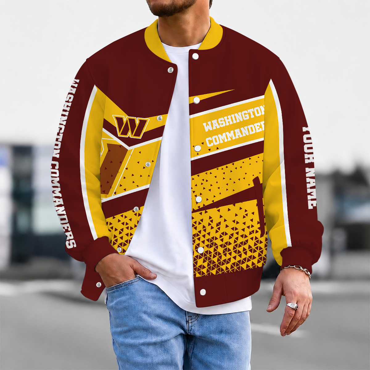 LIMITED EDITION - NEW CUSTOMIZED NFL12 WTC WASHINGTON COMMANDERS SATIN VARSITY & BASEBALL JACKET