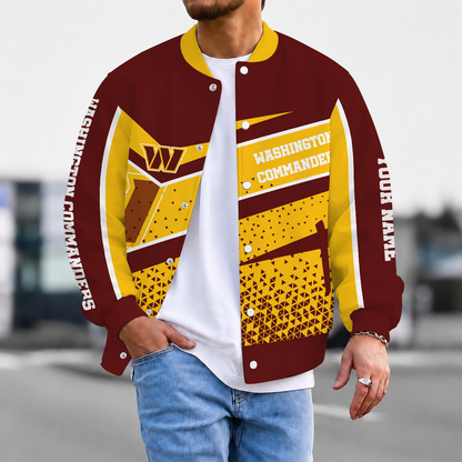 LIMITED EDITION - NEW CUSTOMIZED NFL12 WTC WASHINGTON COMMANDERS SATIN VARSITY & BASEBALL JACKET