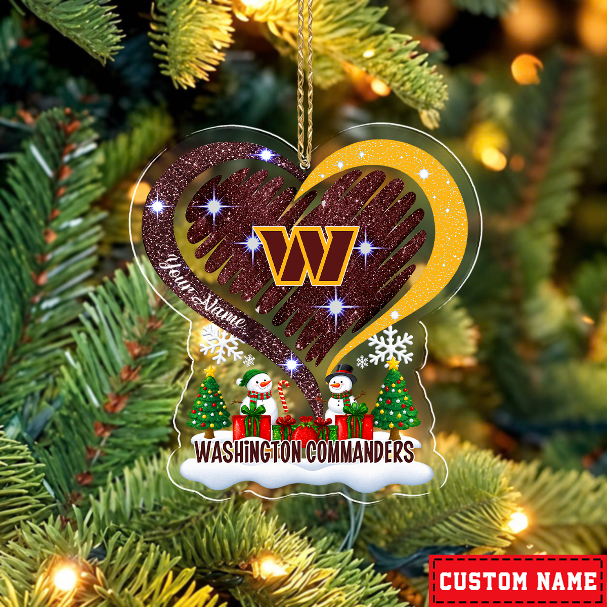 LIMITED EDITION - NEW CUSTOMIZED NFL12 WTC WASHINGTON COMMANDERS CHRISTMAS ACRYLIC ORNAMENT